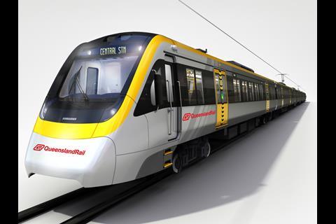 Impression of the Bombardier NGR train for Queensland.